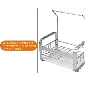 TuuTyss Stainless Steel Sink Caddy Sink Organizer,Holds Sponge for Kitchen Sink with Dish Cloth Hanger