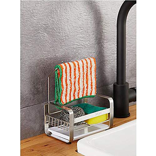 TuuTyss Stainless Steel Sink Caddy Sink Organizer,Holds Sponge for Kitchen Sink with Dish Cloth Hanger