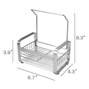 TuuTyss Stainless Steel Sink Caddy Sink Organizer,Holds Sponge for Kitchen Sink with Dish Cloth Hanger