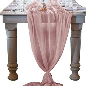 socomi 10ft dusty rose chiffon table runner 29×120 inches wedding runner sheer bridal shower decorations