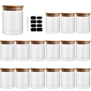 6oz/200ml clear glass food storage containers set airtight food jars with bamboo wooden lids kitchen canisters for sugar, candy, cookie, rice and spice jars – set of 16