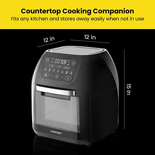 CHEFMAN Multifunctional Digital Air Fryer+ Rotisserie, Dehydrator, Convection Oven, 17 Touch Screen Presets Fry, Roast, Dehydrate, Bake, XL 10L Family Size, Auto Shutoff, Large Easy-View Window, Black