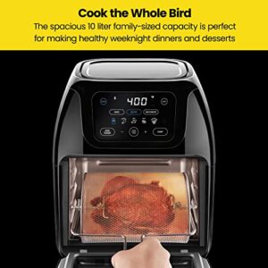 CHEFMAN Multifunctional Digital Air Fryer+ Rotisserie, Dehydrator, Convection Oven, 17 Touch Screen Presets Fry, Roast, Dehydrate, Bake, XL 10L Family Size, Auto Shutoff, Large Easy-View Window, Black