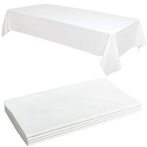 4 white plastic tablecloth – 108 x 54 plastic table cloth | disposable tablecloths | white tablecloths | plastic table cover | tablecloths for bbq, party, fine dining, wedding, outdoor