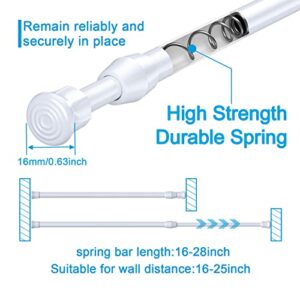 2PCS White Tension Rod Spring Curtain Rods 16 to 28 Inch Expandable Curtain Rod Spring Curtain Rod Spring Rods Tensions Rod Tension Curtain Rods spring tenstions curtain rod