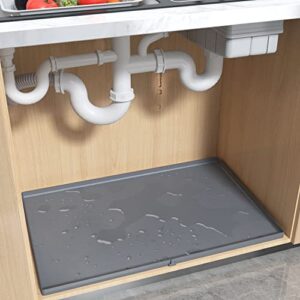 FUNXIM Under Sink Mat, Under Sink Liner For Kitchen Waterproof,Under Sink Mats 34" X 22" Silicone With Unique Drain Hole For Kitchen, Cabinets, Bathroom And Laundry Room (Gray)
