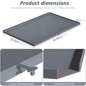 FUNXIM Under Sink Mat, Under Sink Liner For Kitchen Waterproof,Under Sink Mats 34" X 22" Silicone With Unique Drain Hole For Kitchen, Cabinets, Bathroom And Laundry Room (Gray)