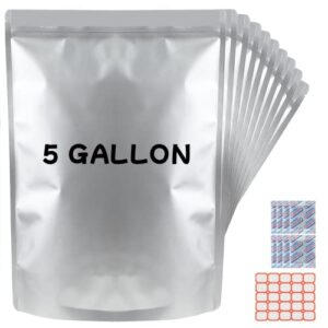 15Pack Large Mylar Bags for Food Storage With 15 Oxygen Absorbers 2000cc - 5 Gallon Resealable Bags for Packaging Products 15 Sticker