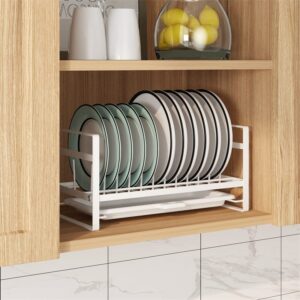 2 Plate Holders, Non-Slip Metal Cabinet Dish Rack Organizer for Kitchen, Countertop, Cupboard, Drawer, RV