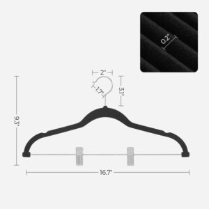 SONGMICS Skirt Hangers, Set of 30 Velvet Hangers with Adjustable Clips, Pants Hangers, Space-Saving, Non-Slip for Skirts, Coats, Dresses, 16.7-Inch Long, Black UCRF12B30