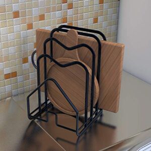 Cutting Board Rack Holder Chopping Board Organizer Stand Kitchen Pot Pan Lids Rack Organizer Flat Steel 4.92”x5.72”x8.46” (Black)