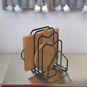 Cutting Board Rack Holder Chopping Board Organizer Stand Kitchen Pot Pan Lids Rack Organizer Flat Steel 4.92”x5.72”x8.46” (Black)