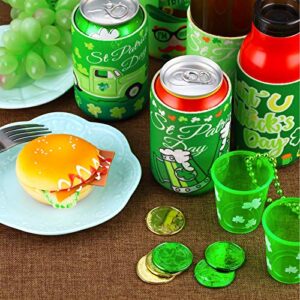 16 Pieces St. Patrick's Day Beer Coolers Sleeves Neoprene Can Insulated Covers for 12-Ounce Canned Beverages Bottle Drink in St. Patrick's Day Party Favors Decorations
