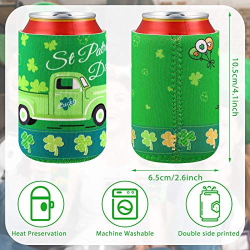 16 Pieces St. Patrick's Day Beer Coolers Sleeves Neoprene Can Insulated Covers for 12-Ounce Canned Beverages Bottle Drink in St. Patrick's Day Party Favors Decorations