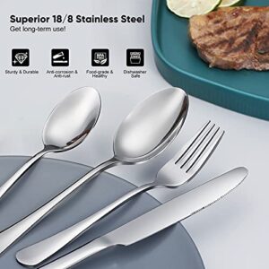 36-Piece Silverware Set with Steak Knives for 6, Food-Grade Stainless Steel Utensils Set Includes Spoons Forks Knives,Tableware Cutlery Set For Home Restaurant Hotel, Mirror Finish, Dishwasher Safe