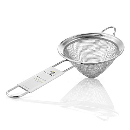 Fine Mesh Sieve Strainer Stainless Steel Cocktail Strainer Food Strainers Tea Strainer Coffee Strainer with Long Handle for Double Straining Utensil 3.3 inch by Homestia