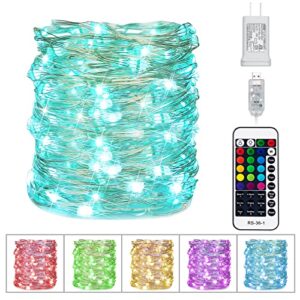 color changing fairy string lights – 33 ft 100 led usb silver wire lights with remote and timer, starry fairy lights for bedroom party craft indoor christmas decoration, 16 colors, adapter included