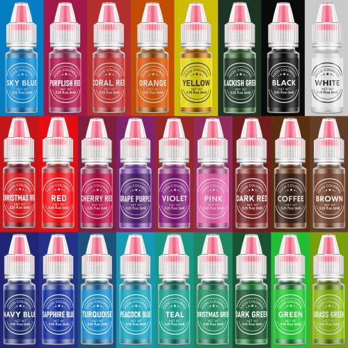 Food Coloring for Baking - 26 Vibrant Cake Food Coloring Liquid Set for Dessert Decorating, Food Grade Food Dye for Icing,Fondant,Cookies,Easter Egg,Making DIY Supplies Kit- 0.25 Fl. oz (6 ml)/Bottles