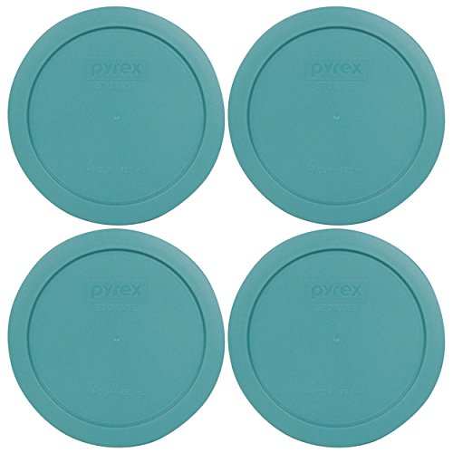 Pyrex 7201-PC Round 4 Cup Storage Lid for Glass Bowls (4, Turquoise)