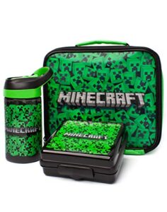 minecraft lunch bag set creeper (lunch box, water bottle, snack pot)