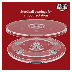 TROOPS BBQ 4” Lazy Susan Turntable Organizer for Table, Kitchen Countertop, Pantry, Cabinet, Spices, Makeup, TV, Rotating Swivel Base Clear Acrylic Plates, 20-lb Load Capacity, 1-Pack