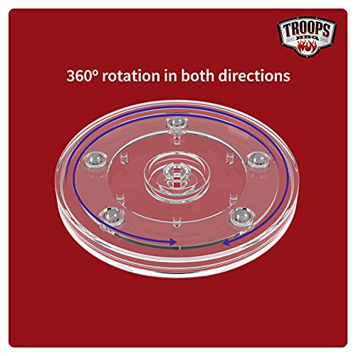 TROOPS BBQ 4” Lazy Susan Turntable Organizer for Table, Kitchen Countertop, Pantry, Cabinet, Spices, Makeup, TV, Rotating Swivel Base Clear Acrylic Plates, 20-lb Load Capacity, 1-Pack