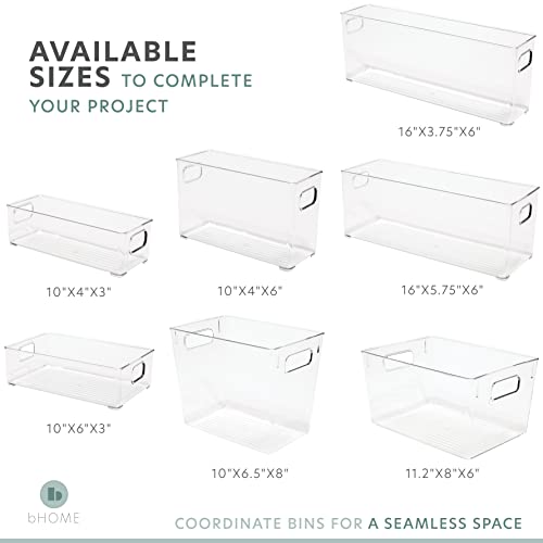 Clear Plastic Storage Bins, Stackable Pantry Organization and Storage Containers Clear Organizing Bins, Cabinet & Pantry Organizer Bins for Organizing Bathroom, Kitchen, Fridge, Freezer Organizer Bins