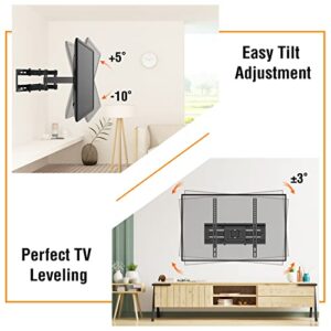 ELIVED Full Motion TV Mount TV Wall Mount Swivel and Tilt for Most 26-55 Inch TVs, Wall Mount TV Bracket with Dual Articulating Arms, Max VESA 400x400, 88 lbs. Loading, 16" Studs