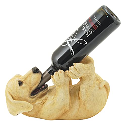 True Lab Playful Pup Bottle Holder for Tabletop and Countertop, Animal Wine Rack, Set of 1, Yellow