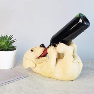 True Lab Playful Pup Bottle Holder for Tabletop and Countertop, Animal Wine Rack, Set of 1, Yellow