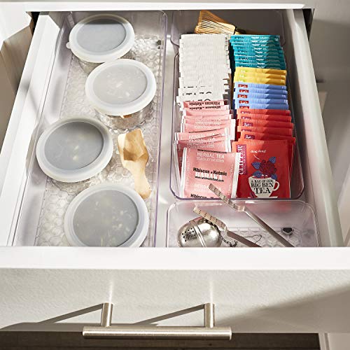 Spectrum Diversified Hexa Set of 4 Assorted Storage Buildup-Resistant Kitchen & Bathroom Drawer Trays, Easy-to-Clean Bathroom & Kitchen Organizers, Clear Frost