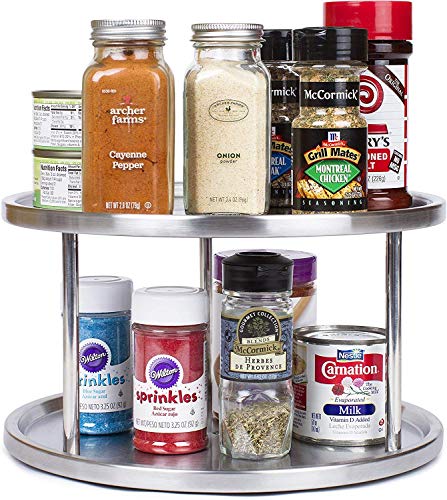 Simpli-Magic Lazy Susan, 2-Tier, Brushed Stainless Steel