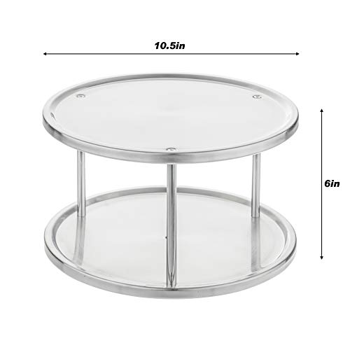 Simpli-Magic Lazy Susan, 2-Tier, Brushed Stainless Steel