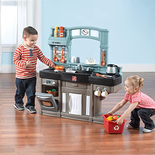 Step2 Best Chefs Kitchen Set for Kids – Includes 25 Toy Kitchen Accessories, Interactive Features for Realistic Pretend Play – Indoor/Outdoor Toddler Playset – Dimensions: 35.8” H x 34.4” W x 11.5” D