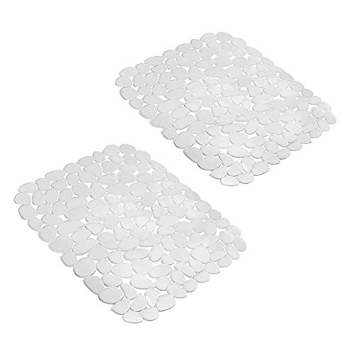 Yiter Sink Mat, 2Pcs Adjustable PVC Clear Pebble Sink Protector for Stainless Steel or Porcelain Sink, Dish Drying Mat for Bathroom Kitchen Sink Countertop, 15.8 x 12 inch