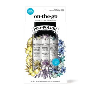 poo-pourri before-you-go toilet spray, on-the-go set 3 pack 10 ml, travel size (st9430), multicolor