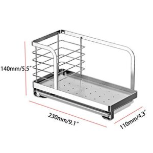 Kitchen Countertop Dish Soap and Dishwashing Brush Holder, SUS 304 Stainless Steel Sponge Organizer, Basket for Cleaning and Scrub Tool, Kitchen Sink Brush Caddy Holder