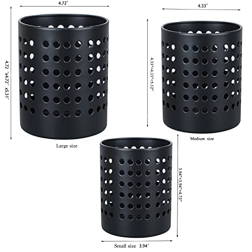 KSENDALO Black Utensil Holders set of 3 Metal Silverware Drainer Basket Cutlery Strainer Silverware Dryer Utility Sink Drying Caddy Organizer for Home Office