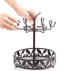 ALLCENER Mug Tree Countertop, Rotatable Mug Holder Stand, Coffee Pod Holder with Mug Rack, Coffee Mug Rack with 6 Hooks for Coffee Bar Counter Cabinets and Kitchen Organizer