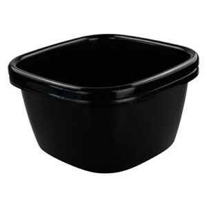 hommp 2-pack 18 quart large plastic wash basin dishpan, black