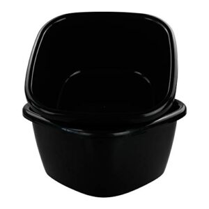 HOMMP 2-Pack 18 Quart Large Plastic Wash Basin Dishpan, Black