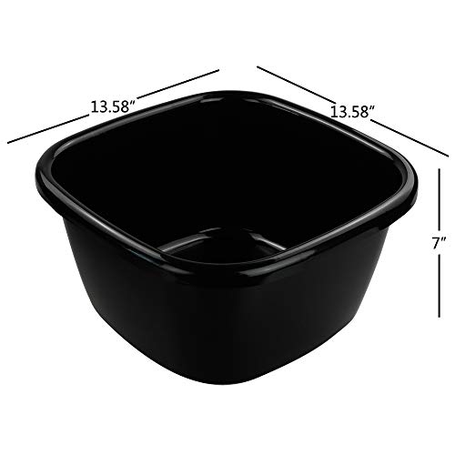 HOMMP 2-Pack 18 Quart Large Plastic Wash Basin Dishpan, Black