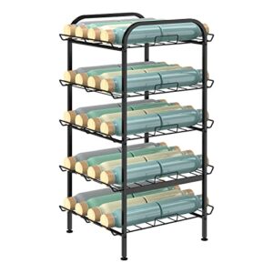 Water Bottle Organizer 5 Tier Free Standing Water Bottle Storage Shelf Adjustable Water Bottle Holder Stand Metal Beverage Can Rack for Pantry Kitchen Party Black