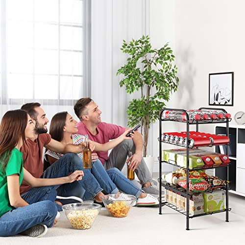 Water Bottle Organizer 5 Tier Free Standing Water Bottle Storage Shelf Adjustable Water Bottle Holder Stand Metal Beverage Can Rack for Pantry Kitchen Party Black