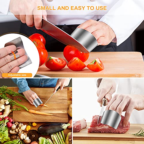 Niupiour Stainless Steel Finger Guards, 4 Packs of Finger Protectors when Cutting, Slicing, Dicing, Chopping Vegatables, Kitchen Tool Knife Shields Guards Avoid Hurting