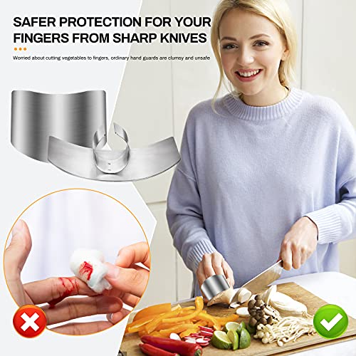 Niupiour Stainless Steel Finger Guards, 4 Packs of Finger Protectors when Cutting, Slicing, Dicing, Chopping Vegatables, Kitchen Tool Knife Shields Guards Avoid Hurting