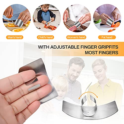 Niupiour Stainless Steel Finger Guards, 4 Packs of Finger Protectors when Cutting, Slicing, Dicing, Chopping Vegatables, Kitchen Tool Knife Shields Guards Avoid Hurting