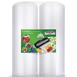 KitVacPak 11x50 2 Pack Vacuum Sealer Bags Rolls with BPA Free and Heavy Duty,Commercial Grade Vacuum Seal Freezer Bags Rolls Compatible with Any Type Vacuum Sealer