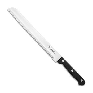 humbee chef serrated bread knife for home kitchens 10 inch black