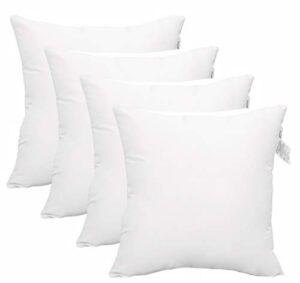 accenthome 18×18 pillow inserts ( pack of 4 ) hypoallergenic throw pillows forms | white square throw pillow insert | decorative sham stuffer cushion filler for sofa , couch , bed & living room decor